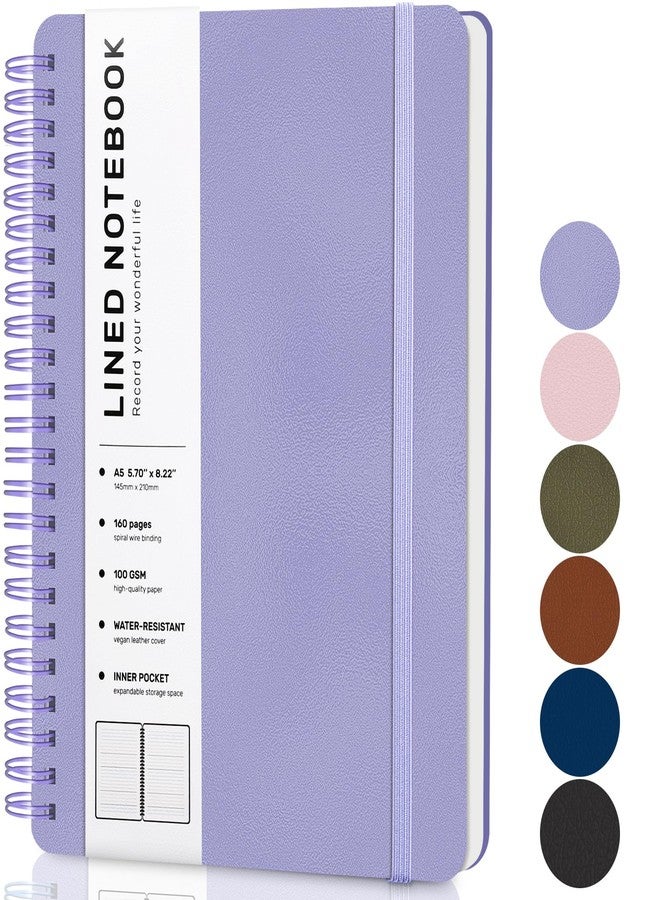 ABERLLS Purple Lined Spiral Journal Notebook with 160 Pages - Image 1