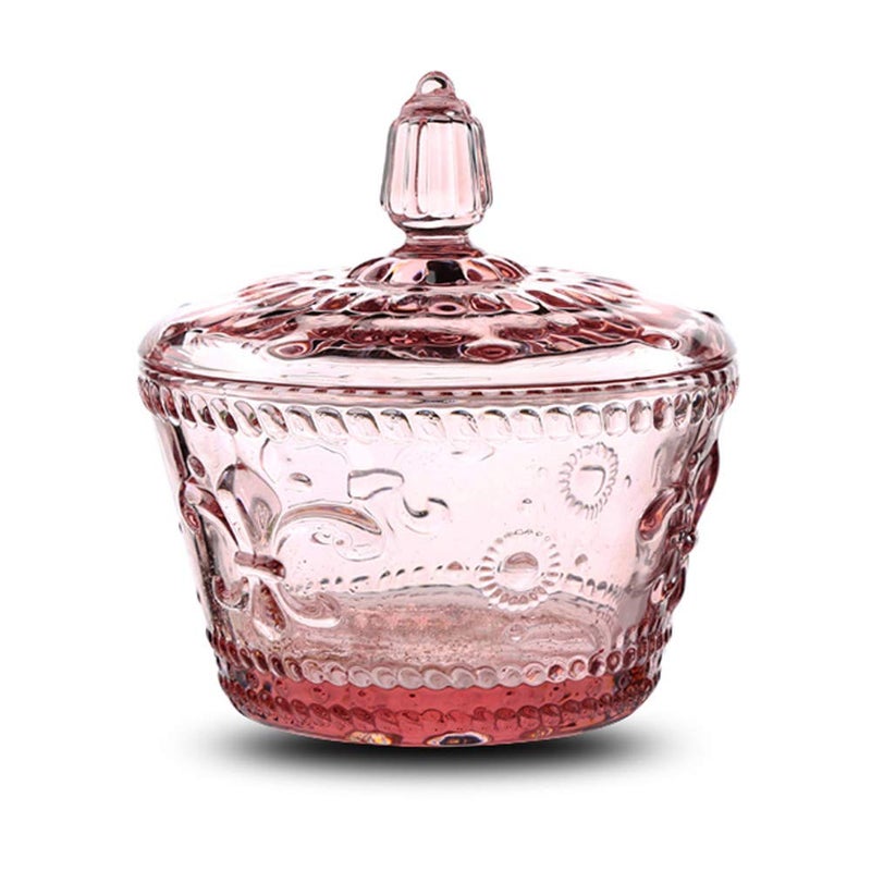 MASSJOY European Retro Nostalgic ThreeDimensional Relief Color Glass Jar Candy Jar Seasoning Jar With Lid