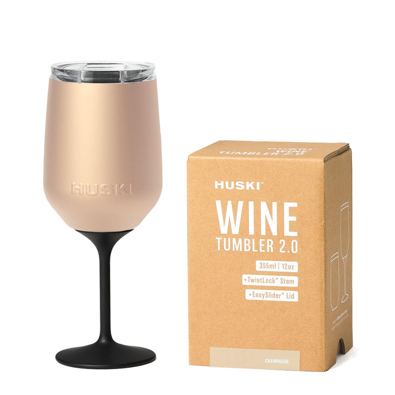 Huski Wine Tumbler 2.0 | NEW | Award-winning Design with Detachable Stem | Premium Stainless Steel Wine Glass with Lid | Triple Insulated Tumbler | 12oz Capacity | Great Gift (Champagne) - Image 1