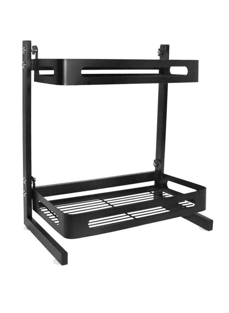 2-Tier Bathroom Countertop Organizer, Stainless Steel Kitchen Rack Organizer Counter Storage Shelf，Black  - Image 3