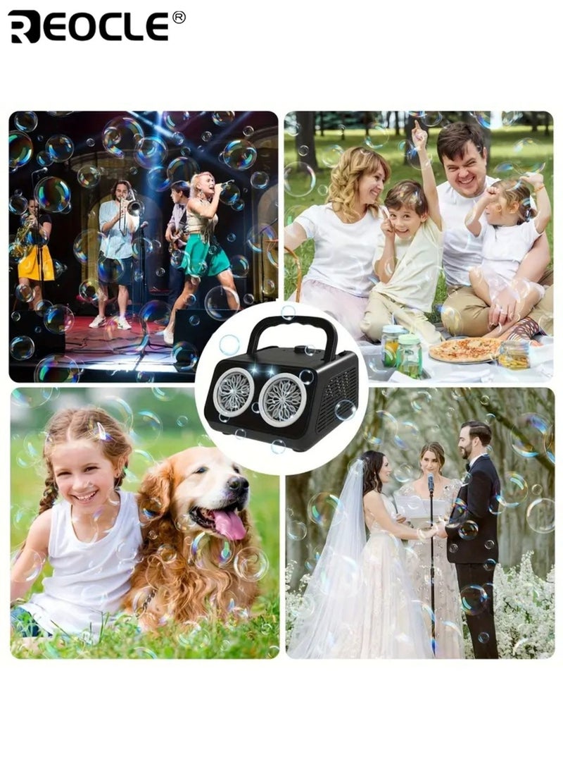 REOCLE Automatic Bubble Blower Machine with 20000+ Bubbles Per Minute Output High Capacity Bubble Maker with Portable Design for Kids Parties Pets Outdoor Play - Image 5