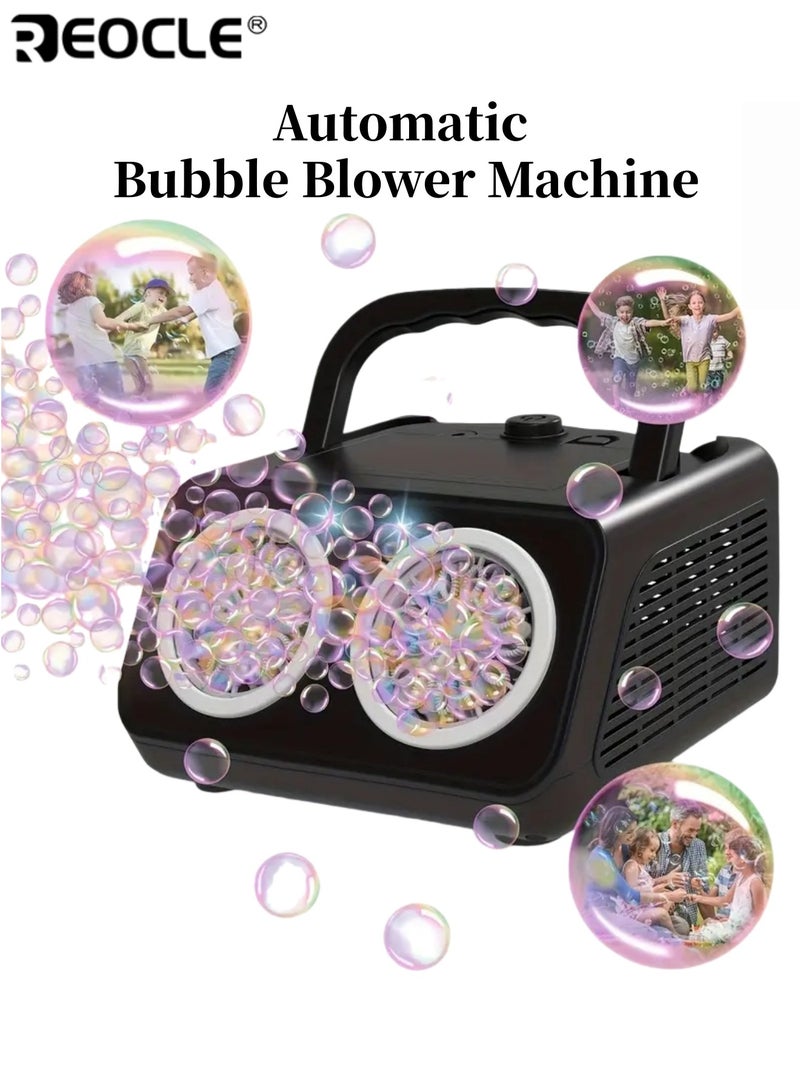 REOCLE Automatic Bubble Blower Machine with 20000+ Bubbles Per Minute Output High Capacity Bubble Maker with Portable Design for Kids Parties Pets Outdoor Play - Image 1