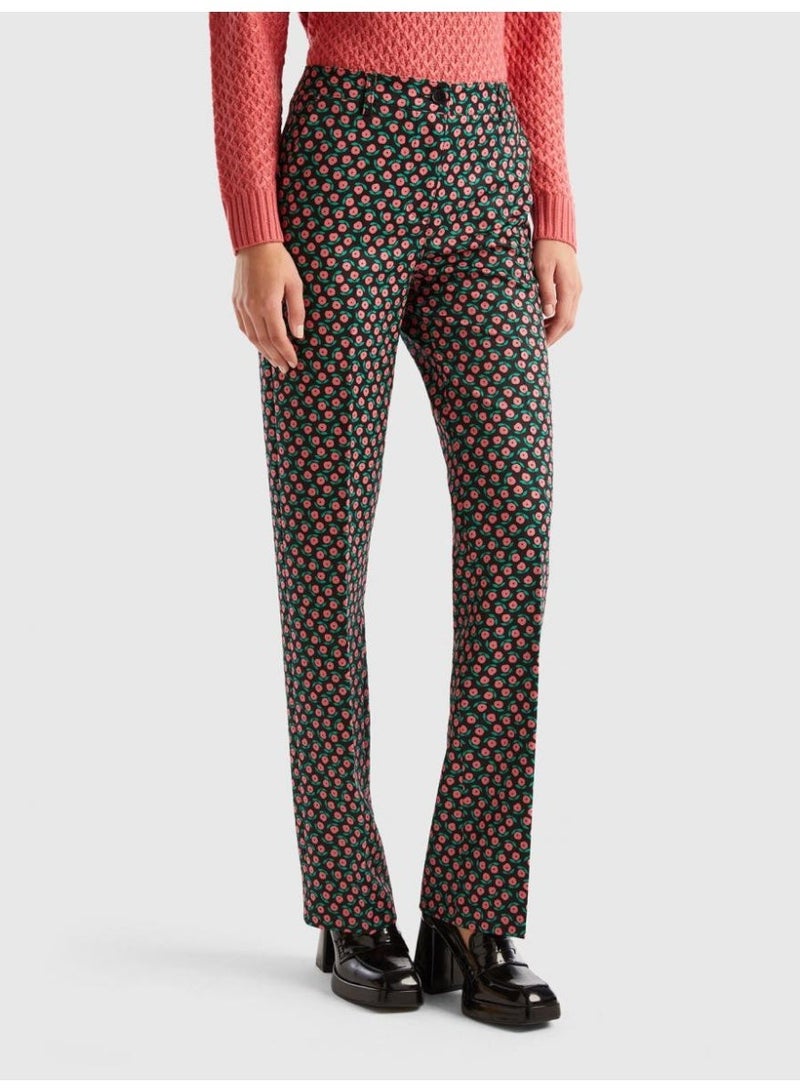 Benetton Women Trousers With Flower Print - Image 1