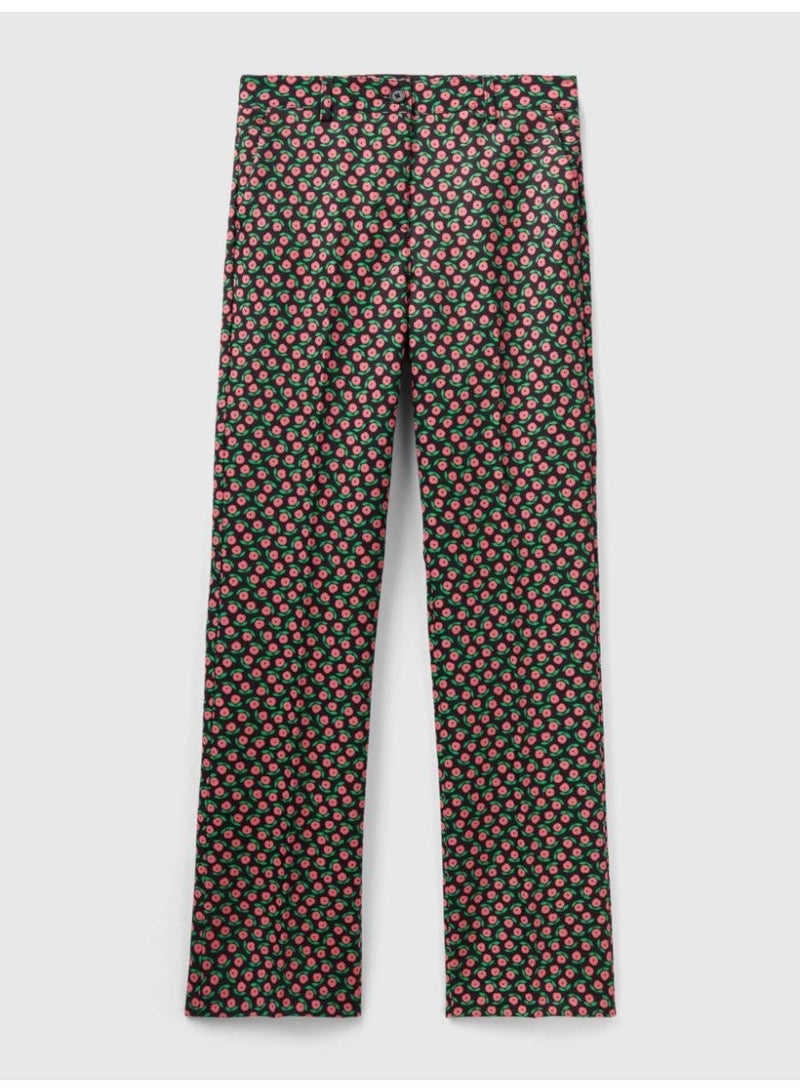 Benetton Women Trousers With Flower Print - Image 2