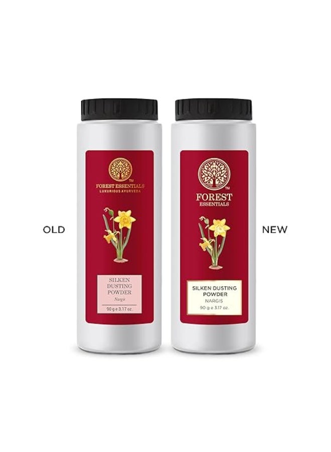 Forest Essentials Silken Dusting Powder Nargis | Natural Body Powder with Nargis Essential Oil | Corn Starch with Cocoa Butter | Leaves Skin Fresh, Soft & Fragrant - Image 4