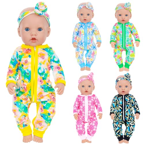 Unicorn Element 5 Sets 1418 Inch Baby Doll Clothes and Headbands for 17 Inch Dolls 10Piece Set Including Casual Outfits and Accessories Perfect for 1518 Inch Dolls Doll NOT Included - Image 1