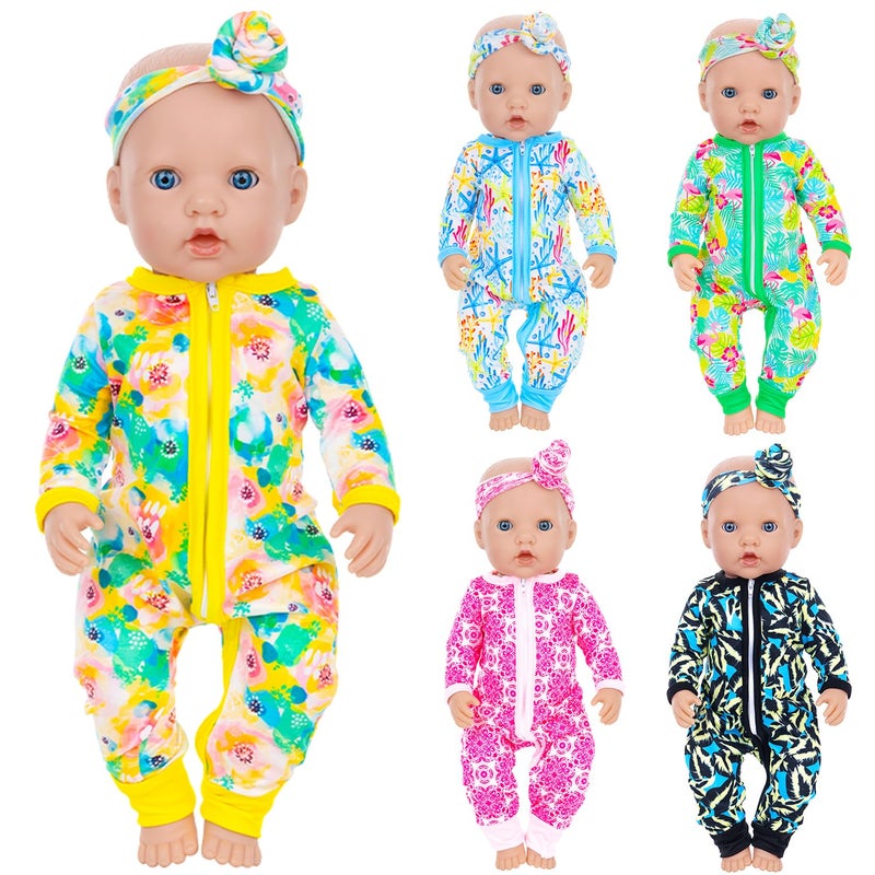 Unicorn Element 5 Sets 1418 Inch Baby Doll Clothes and Headbands for 17 Inch Dolls 10Piece Set Including Casual Outfits and Accessories Perfect for 1518 Inch Dolls Doll NOT Included - Image 3