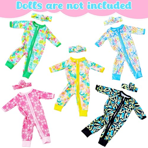 Unicorn Element 5 Sets 1418 Inch Baby Doll Clothes and Headbands for 17 Inch Dolls 10Piece Set Including Casual Outfits and Accessories Perfect for 1518 Inch Dolls Doll NOT Included - Image 5