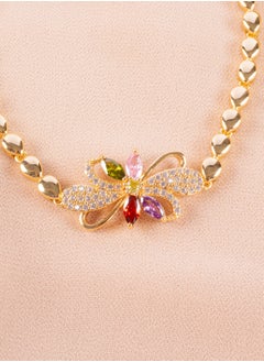 The Black Pearl Accessories Chinese Gold Bracelet With Multi Colored Zirconic Flower  - Image 2