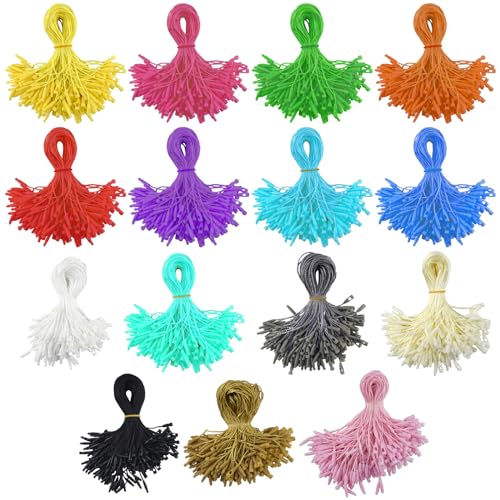 Renashed 1500Pcs 8 inch Hang Tag String Nylon Snap Lock Pin Loop Fastener Hook Ties for Retail Store Clothes Tags, Price Tags, Luggage Label, Shoes Snap Lock, 15 Colors - Image 1