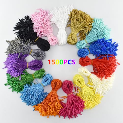 Renashed 1500Pcs 8 inch Hang Tag String Nylon Snap Lock Pin Loop Fastener Hook Ties for Retail Store Clothes Tags, Price Tags, Luggage Label, Shoes Snap Lock, 15 Colors - Image 5
