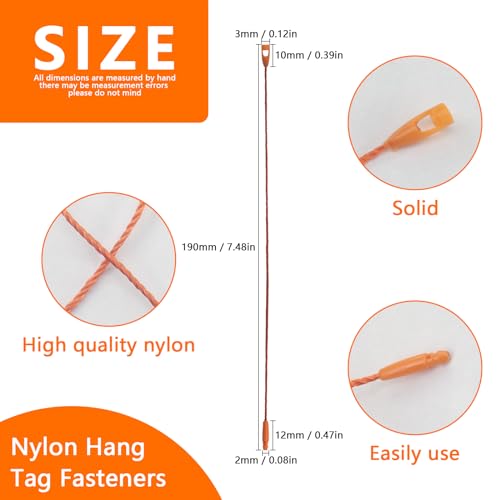 Renashed 1500Pcs 8 inch Hang Tag String Nylon Snap Lock Pin Loop Fastener Hook Ties for Retail Store Clothes Tags, Price Tags, Luggage Label, Shoes Snap Lock, 15 Colors - Image 2