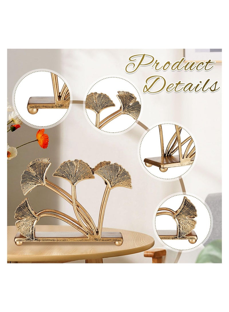 Excefore Metal Napkin Holders, 1 Pcs Modern Napkin Holder with Ginkgo Leaves Design, Heavy Duty Napkin Paper Organizer, Fall Table Decoration Guest Napkin Storage Organizer for Home, Restaurant - Image 3