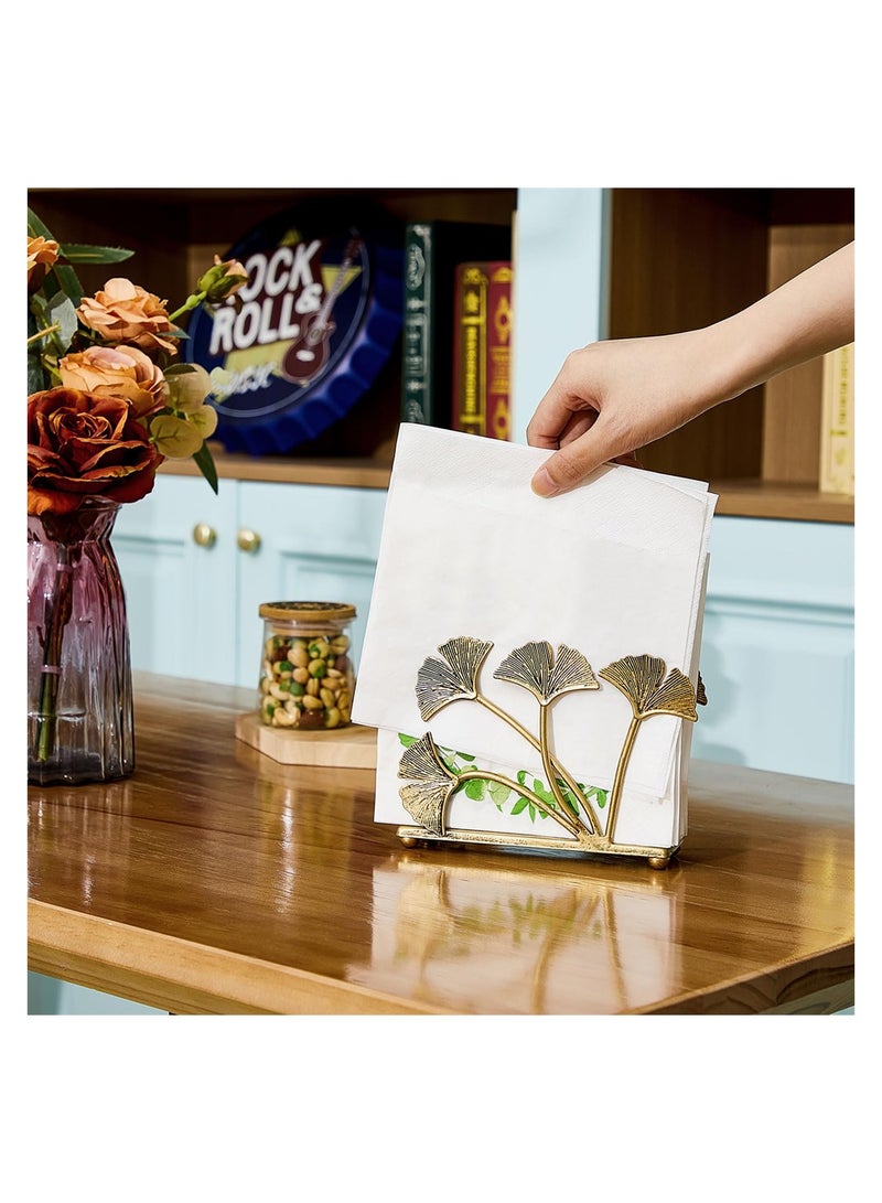 Excefore Metal Napkin Holders, 1 Pcs Modern Napkin Holder with Ginkgo Leaves Design, Heavy Duty Napkin Paper Organizer, Fall Table Decoration Guest Napkin Storage Organizer for Home, Restaurant - Image 4