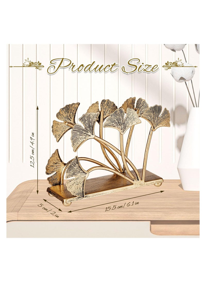 Excefore Metal Napkin Holders, 1 Pcs Modern Napkin Holder with Ginkgo Leaves Design, Heavy Duty Napkin Paper Organizer, Fall Table Decoration Guest Napkin Storage Organizer for Home, Restaurant - Image 2