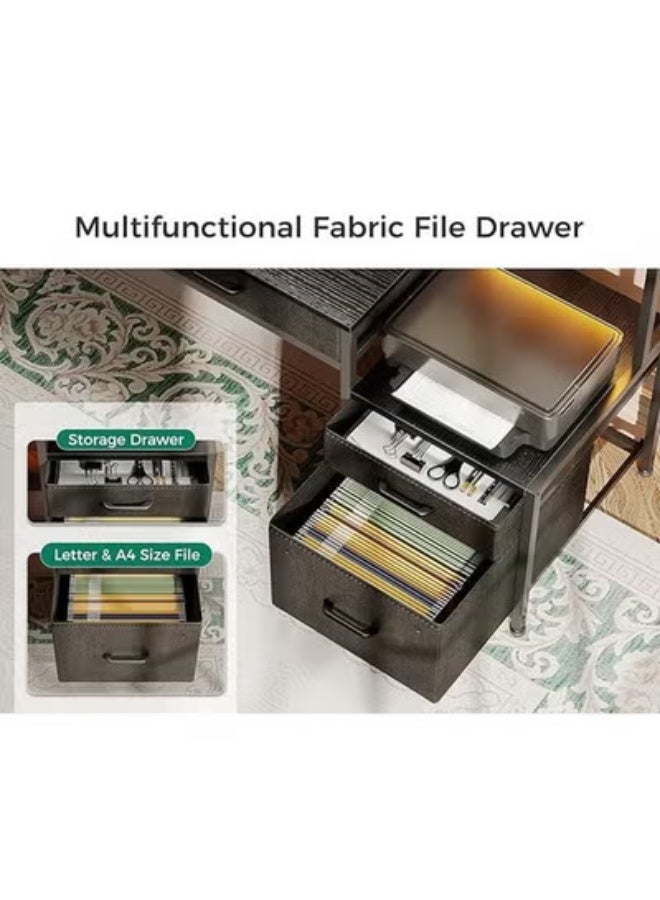 ZCM-HAPPY Computer Desk with Printer Shelf and Power Outlet – Office Desk with LED Strip Lights Workstation Table for Home Office - Image 5