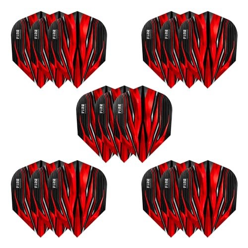 Harrows FIRE Flights| Set of x5 Premium Extra Strong Dart Flight Bag (15 Flights) (Red) - Image 4