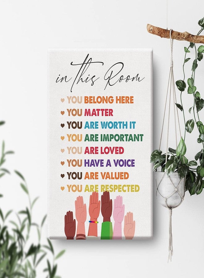 Nvhai Inspirational Diversity Wall Art in This Room Watercolor Canvas Painting Prints for Classroom Office Wall Decor Framed Equality Artwork Gifts(12x15 Inch) - Image 4