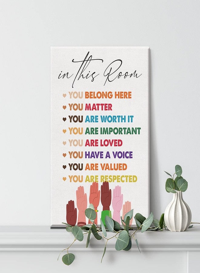 Nvhai Inspirational Diversity Wall Art in This Room Watercolor Canvas Painting Prints for Classroom Office Wall Decor Framed Equality Artwork Gifts(12x15 Inch) - Image 5