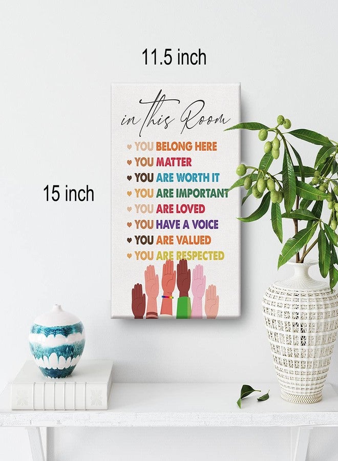 Nvhai Inspirational Diversity Wall Art in This Room Watercolor Canvas Painting Prints for Classroom Office Wall Decor Framed Equality Artwork Gifts(12x15 Inch) - Image 2