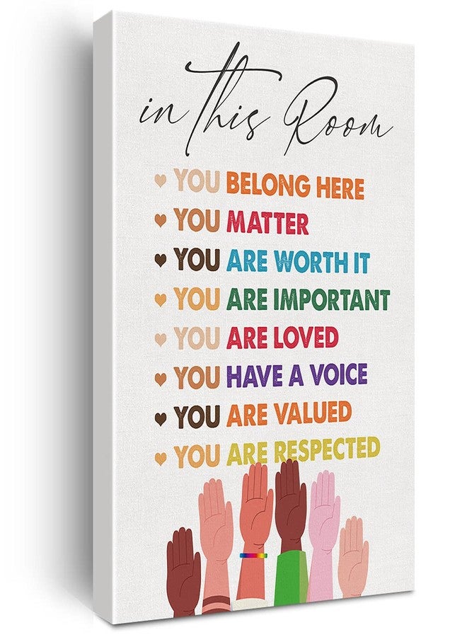 Nvhai Inspirational Diversity Wall Art in This Room Watercolor Canvas Painting Prints for Classroom Office Wall Decor Framed Equality Artwork Gifts(12x15 Inch) - Image 1