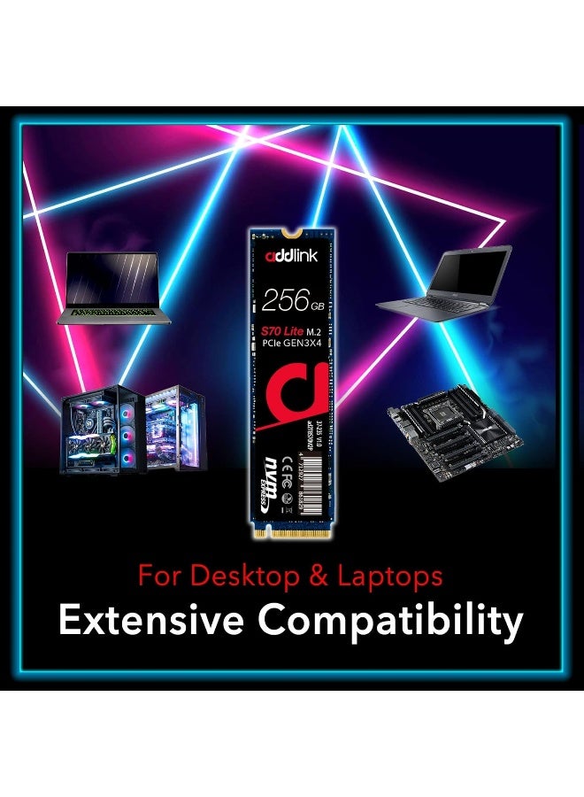 addlink 256GB M.2 2280 PCIe GEN3X4 NVMe SSD (Up to R:3000 , W:1000) - Image 3