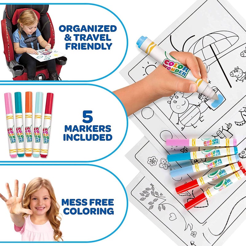 Crayola Color Wonder Set Animal Friends Coloring Book with 4 Markers - Image 3
