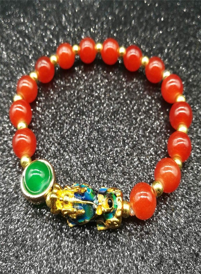 MANRUO Feng Shui Amulet Bracelets Prosperity 8mm Bead Bracelet with 1 Color Changed Pi Xiu/Pi Yao Attract Lucky Wealthy(Red) - Image 4