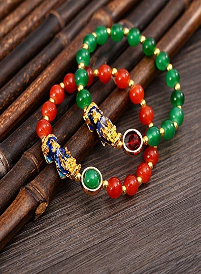 MANRUO Feng Shui Amulet Bracelets Prosperity 8mm Bead Bracelet with 1 Color Changed Pi Xiu/Pi Yao Attract Lucky Wealthy(Red) - Image 3