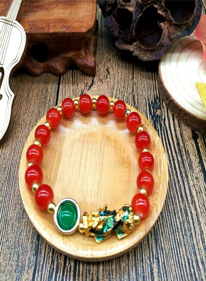 MANRUO Feng Shui Amulet Bracelets Prosperity 8mm Bead Bracelet with 1 Color Changed Pi Xiu/Pi Yao Attract Lucky Wealthy(Red) - Image 5