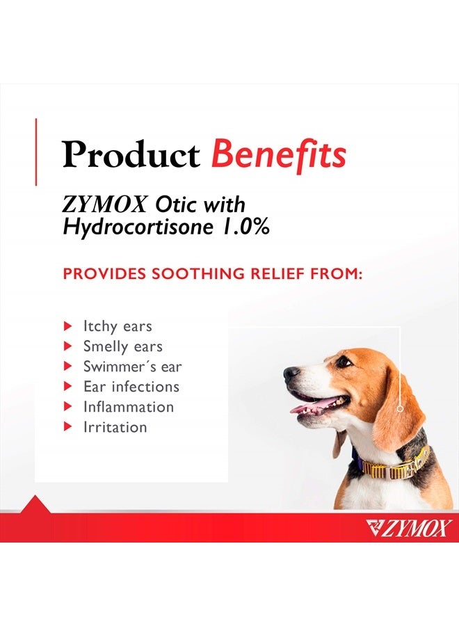 Zymox Otic Enzymatic Solution for Dogs and Cats to Soothe Ear Infections with 1% Hydrocortisone for Itch Relief, 1.25oz - Image 2