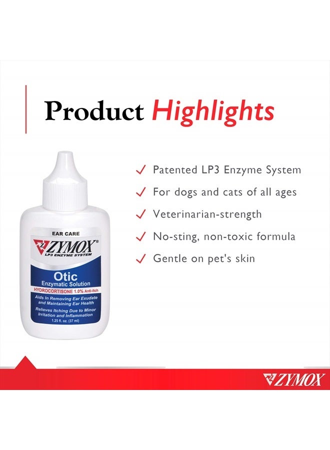 Zymox Otic Enzymatic Solution for Dogs and Cats to Soothe Ear Infections with 1% Hydrocortisone for Itch Relief, 1.25oz - Image 3