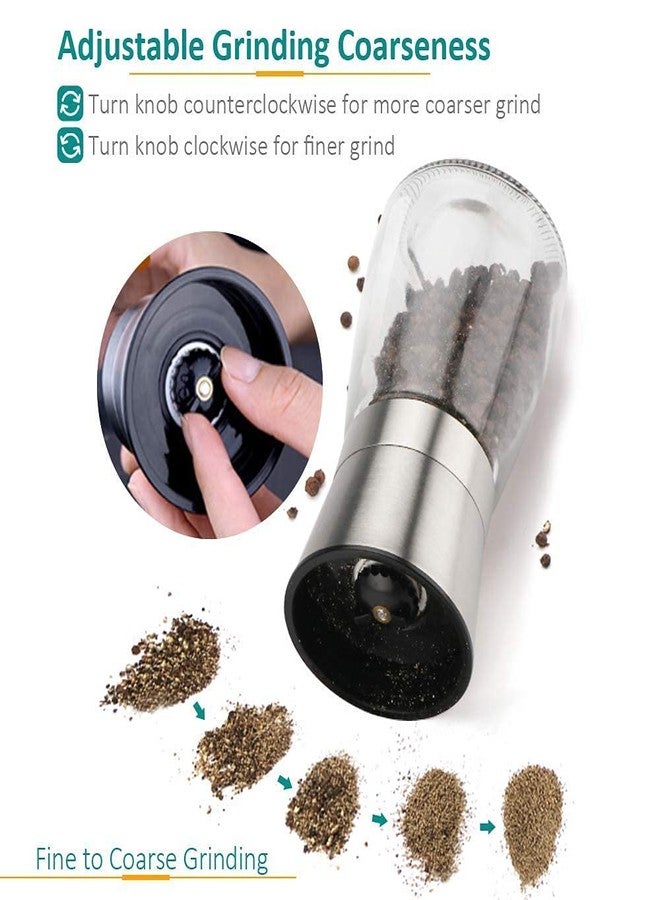 ARLICODECK™ Stainless Steel and Pepper Grinder Tall Salt and Pepper Mill Shakers with Adjustable Coarseness (Small Steel and Pepper Grinder)(Pack of 1) - Image 2