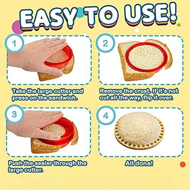 Aputue Sandwich Cutter and Sealer, Cookie Cutters, Bread Decruster Pancake Maker, Crustless Sandwich Maker Cut and Seal, Kids Lunch Sandwich Cutters for Kids Triangle, Circle, Square - Image 4