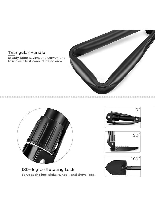 GROIC Portable Folding Shovels, Collapsible Camping Shovel with Nylon Carrying Pouch and High Carbon Steel Handle, Military Emergency Shovel, Compact and Multi-Functional Tool - Image 4