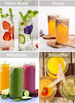 Garlo [ 8 Pack ] 480ml Glass Juicing Bottles Airtight Lids & 2 Straws & 2 Lids w Hole - Reusable Drinking Jars, Travel Water Cups - Tall Mason Jar for Juice, Boba, Smoothie, Tea, Kombucha, Homemade Drinks  - Image 4