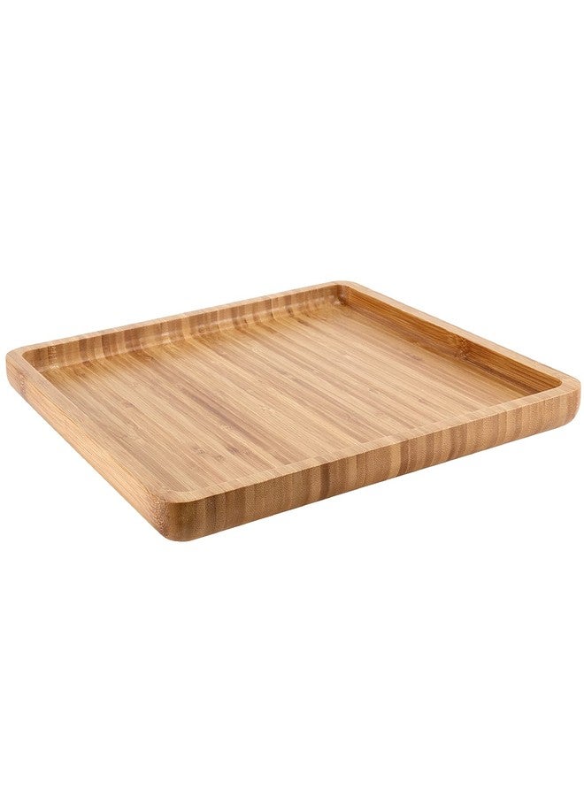 MUKLEI 4 Pack 11.8 Inches Square Bamboo Tray, Natural Bamboo Serving Platter, Bamboo Serving Tray for Coffee, Tea, Fruits, Cheese - Image 4