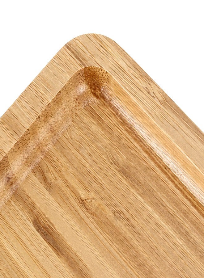 MUKLEI 4 Pack 11.8 Inches Square Bamboo Tray, Natural Bamboo Serving Platter, Bamboo Serving Tray for Coffee, Tea, Fruits, Cheese - Image 3