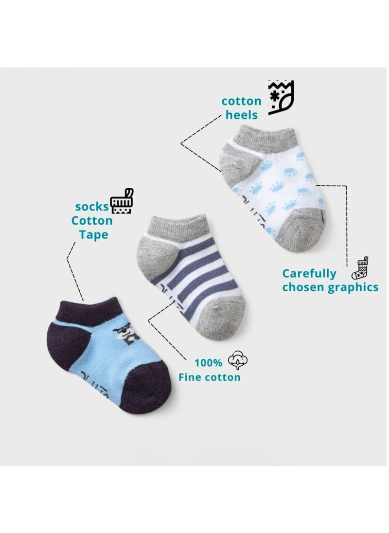 Pluto - Pack of 6 Cotton Socket Socks for Baby Boy - Image 1
