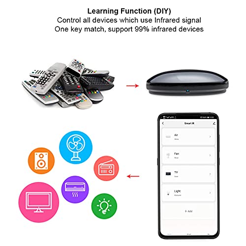 FRANKEVER Smart IR Remote Control,All in One IR Blaster Control, Universal Infrared Remote Control for TV DVD Air Conditioner STB etc,Compatible with Alexa, Google Assistant No hub - Image 2
