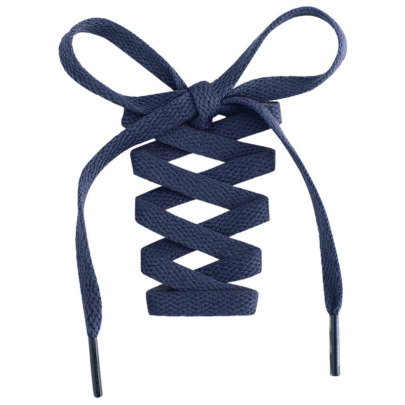 Handshop رباط أحذية هاندشوب مسطح 5/16" - بدائل أربطة الأحذية للأحذية الرياضية والأحذية الرياضية والزحافات البحرية زرقاء داكنة 122 سم - Image 1