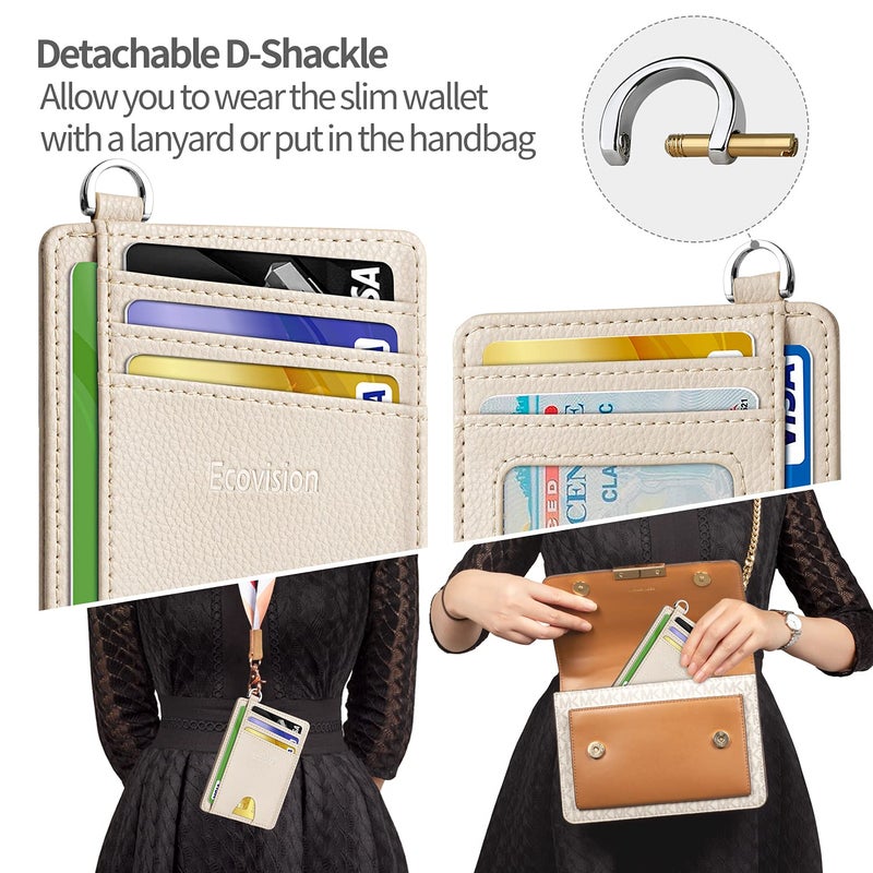 EcoVision Slim Minimalist Front Pocket Wallet, RFID Blocking Credit Card Holder Wallet with Detachable D-Shackle for Men Women - Image 3