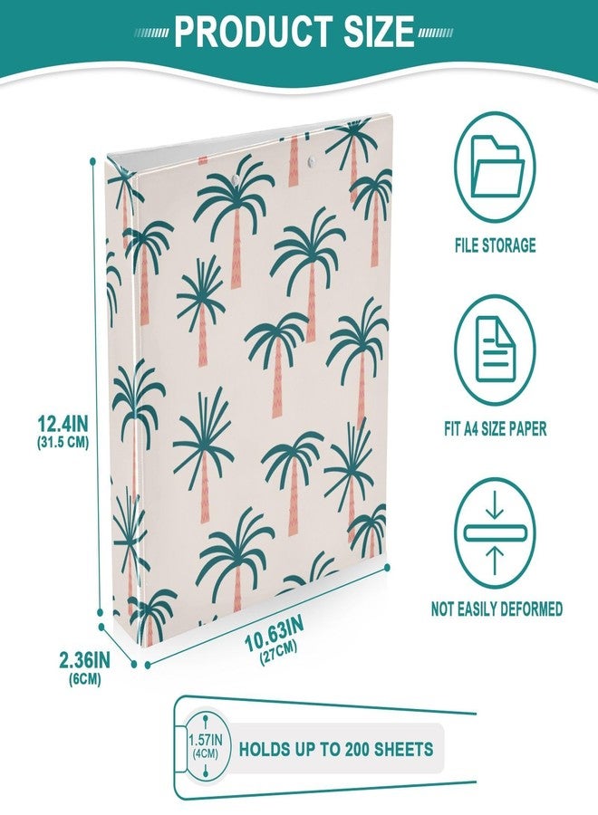 ZZKKO Fun Palm Tropical Tree 3 Ring Binder 1.5 Inch Binders with Clipboard Pockets for School 3 Hole Office Binder, 1 Pack - Image 4