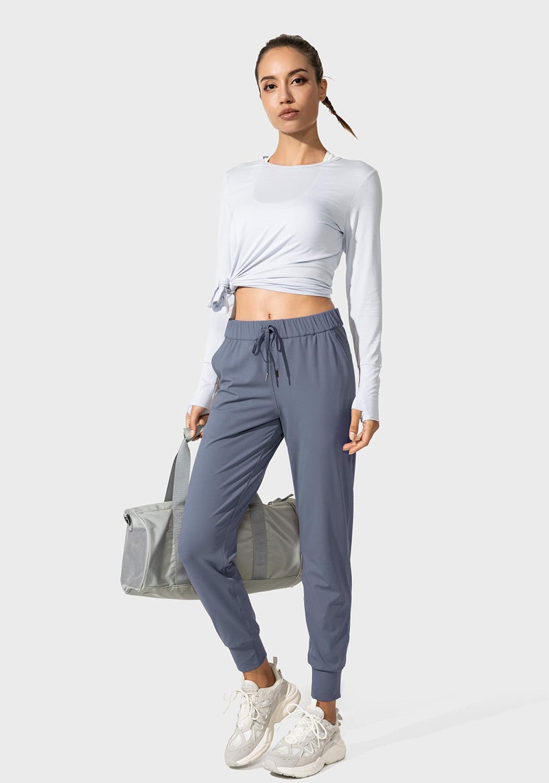 SANTINY Women's Joggers Pants Pockets Drawstring Running Sweatpants for Women Lounge Workout Jogging(Dusty Blue_M) - Image 5