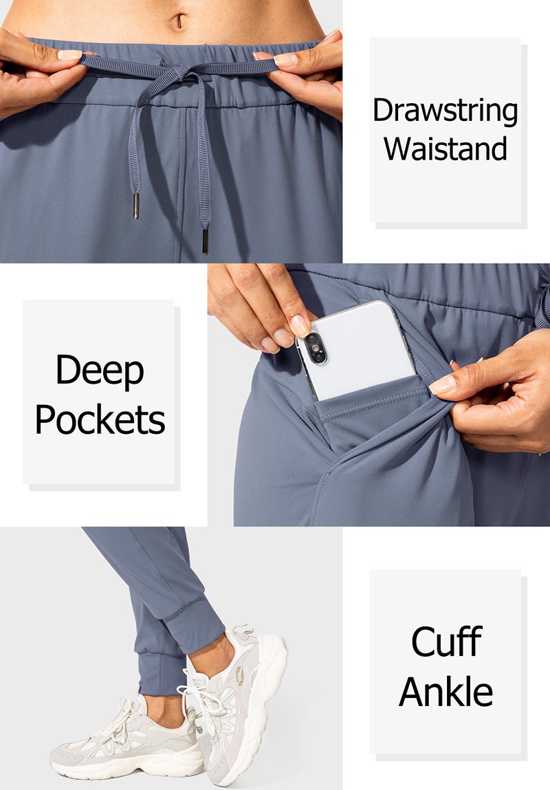SANTINY Women's Joggers Pants Pockets Drawstring Running Sweatpants for Women Lounge Workout Jogging(Dusty Blue_M) - Image 3