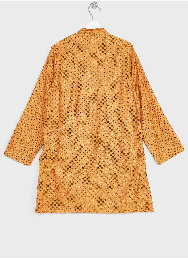 Fabindia - Kids Printed Long Kurta - Image 1