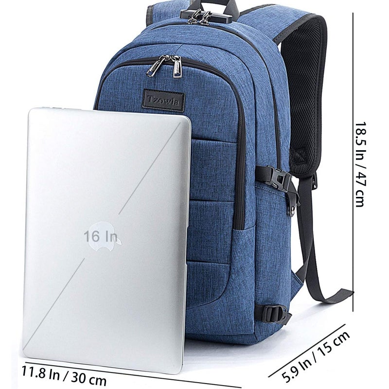Tzowla Business Laptop Backpack Water Resistant Anti-Theft College Backpack with USB Charging Port and Lock 15.6 Inch Computer Backpacks for Women Girls, Casual Hiking Travel Daypack (Flower) - Image 4