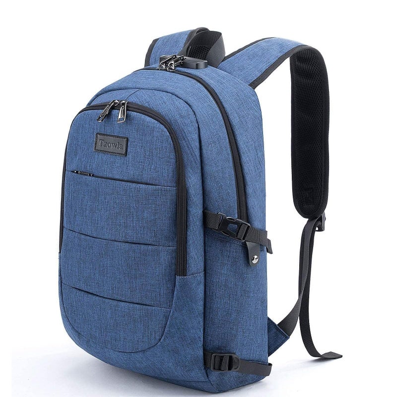 Tzowla Business Laptop Backpack Water Resistant Anti-Theft College Backpack with USB Charging Port and Lock 15.6 Inch Computer Backpacks for Women Girls, Casual Hiking Travel Daypack (Flower) - Image 1