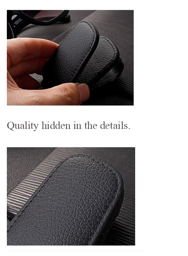 حامل نظارات شمسية مغناطيسي من الجلد لحاجب السيارة - جلد فاخر، قبضة قوية، تشغيل بيد واحدة، وسهولة التركيب - ملحق مثالي للسيارة لجميع المركبات، أسود (قطعة واحدة) - Image 5