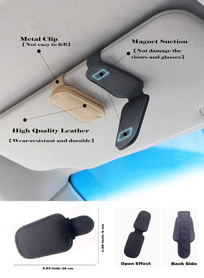 حامل نظارات شمسية مغناطيسي من الجلد لحاجب السيارة - جلد فاخر، قبضة قوية، تشغيل بيد واحدة، وسهولة التركيب - ملحق مثالي للسيارة لجميع المركبات، أسود (قطعة واحدة) - Image 4